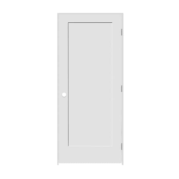 Codel Doors 36" x 84" x 1-3/8" Primed 1-Panel Interior Shaker 7-1/4" LH Prehung Door with Brushed Chrome Hinges 3070pri8401LH26D714 - main